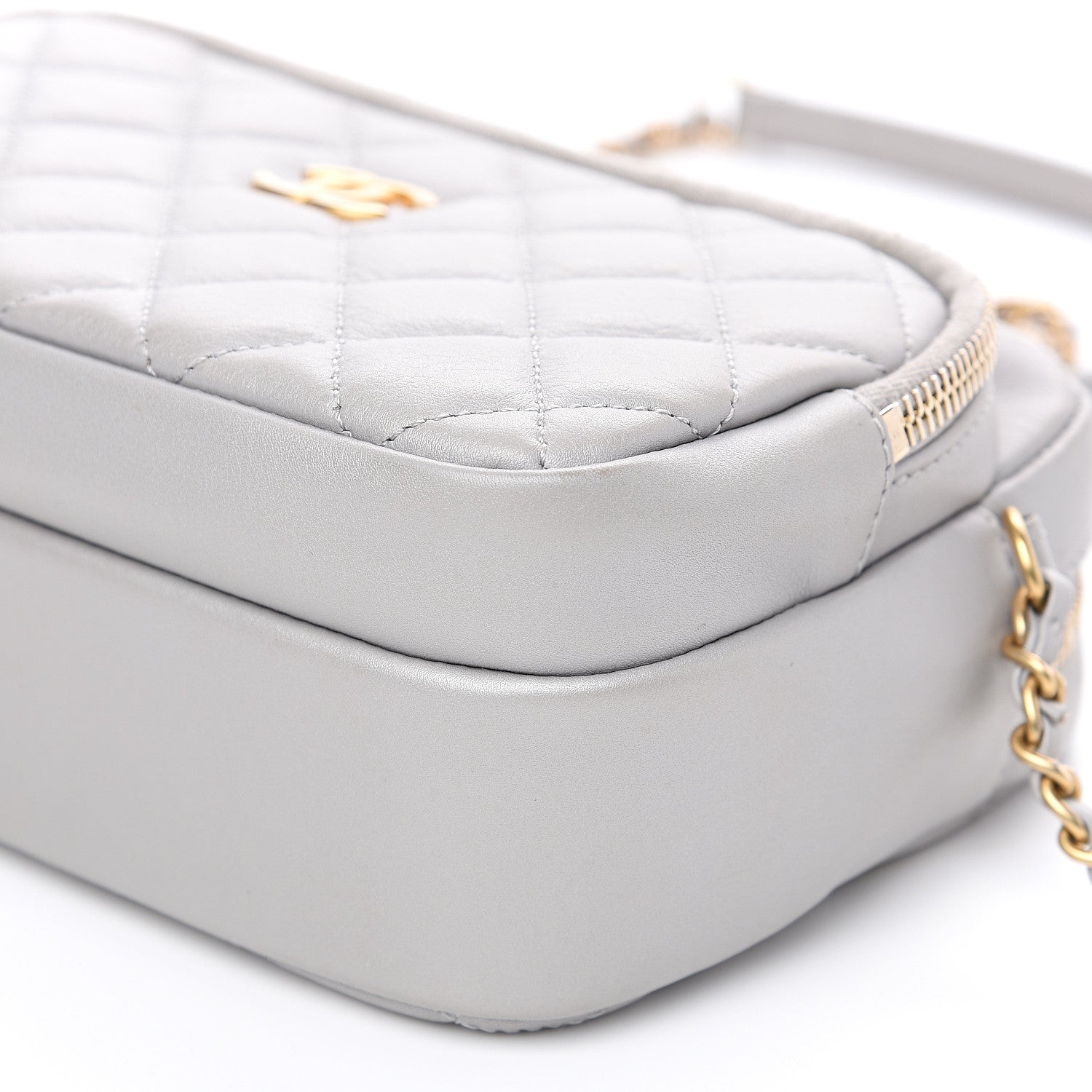 Chanel Iridescent Calfskin Quilted Day Trips Camera Case Light Grey 10 of 11