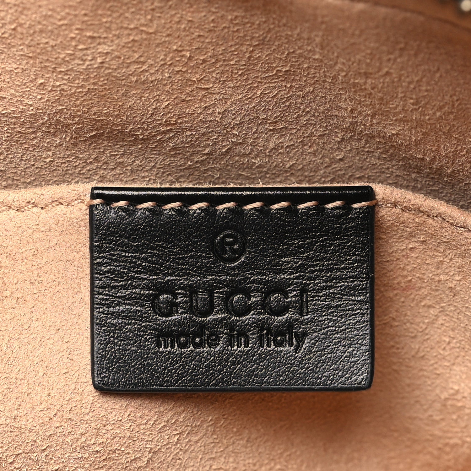 Gucci Calfskin Matelasse Mini GG Marmont Chain Shoulder Bag Black 6 of 12