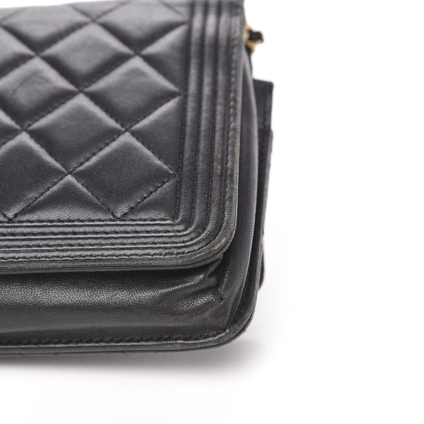 Lambskin Quilted Boy Wallet On Chain WOC Black