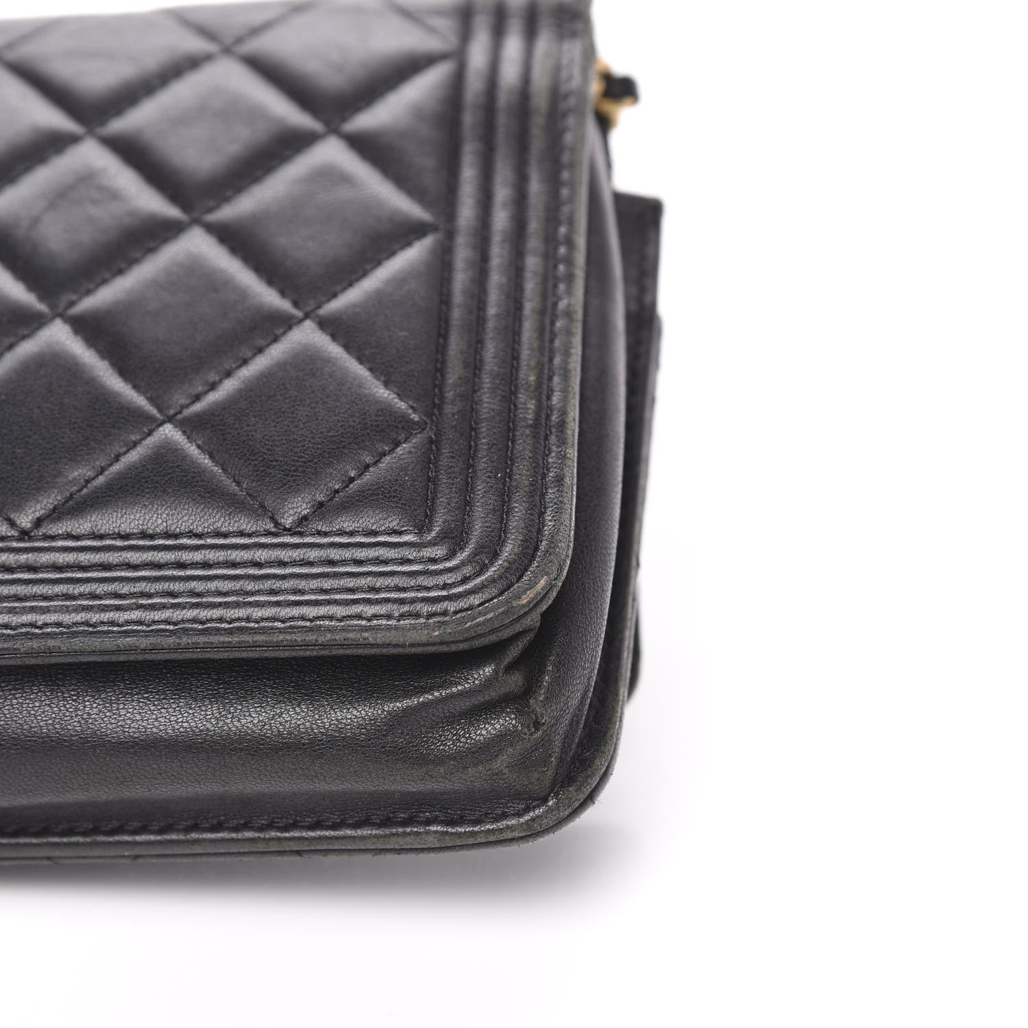 Chanel Lambskin Quilted Boy Wallet On Chain WOC Black 12 of 20