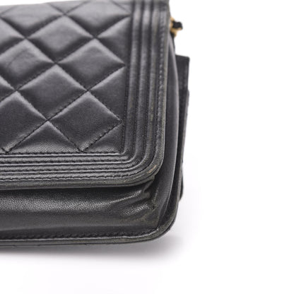 Chanel Lambskin Quilted Boy Wallet On Chain WOC Black 12 of 20