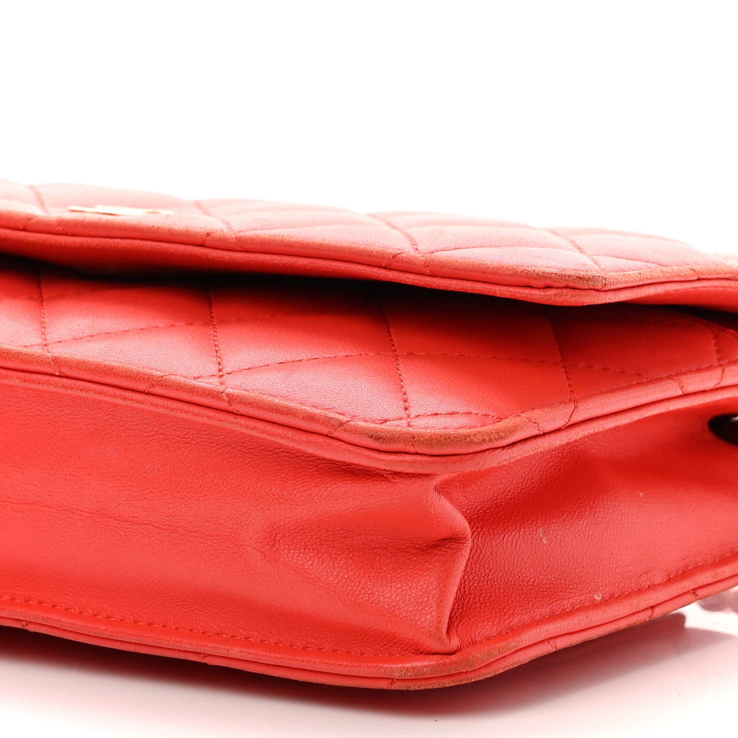 Lambskin Quilted Wallet On Chain WOC Red