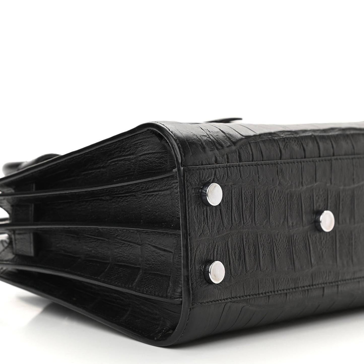 Calfskin Crocodile Embossed Nano Sac De Jour Black