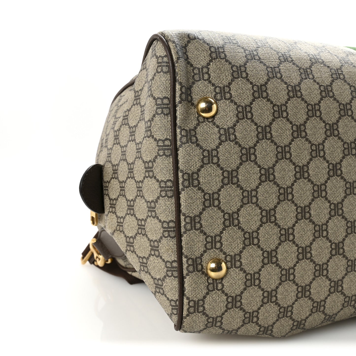 X BALENCIAGA BB Supreme Monogram Web Medium Ophidia Carry-On Duffle Bag Beige New Acero