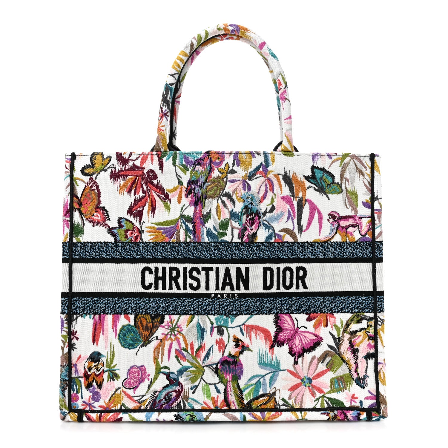 Christian Dior Canvas Embroidered Large KJouy Fantastica Book Tote Multicolor 1 of 9