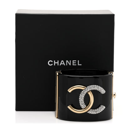 Chanel Resin Crystal Love In ParisCC Cuff Black 5 of 5