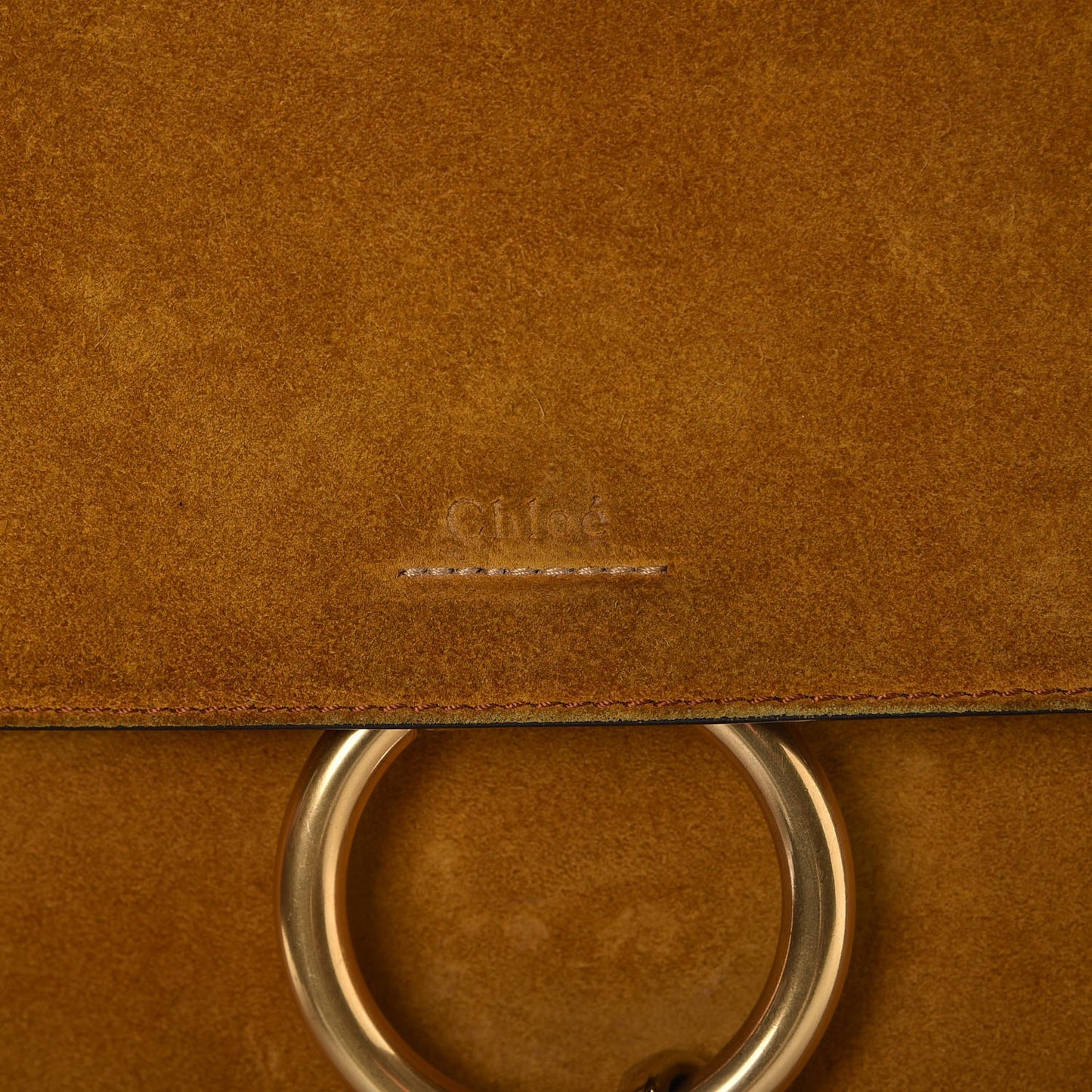 Suede Calfskin Patchwork Medium Faye Shoulder Bag Tobacco