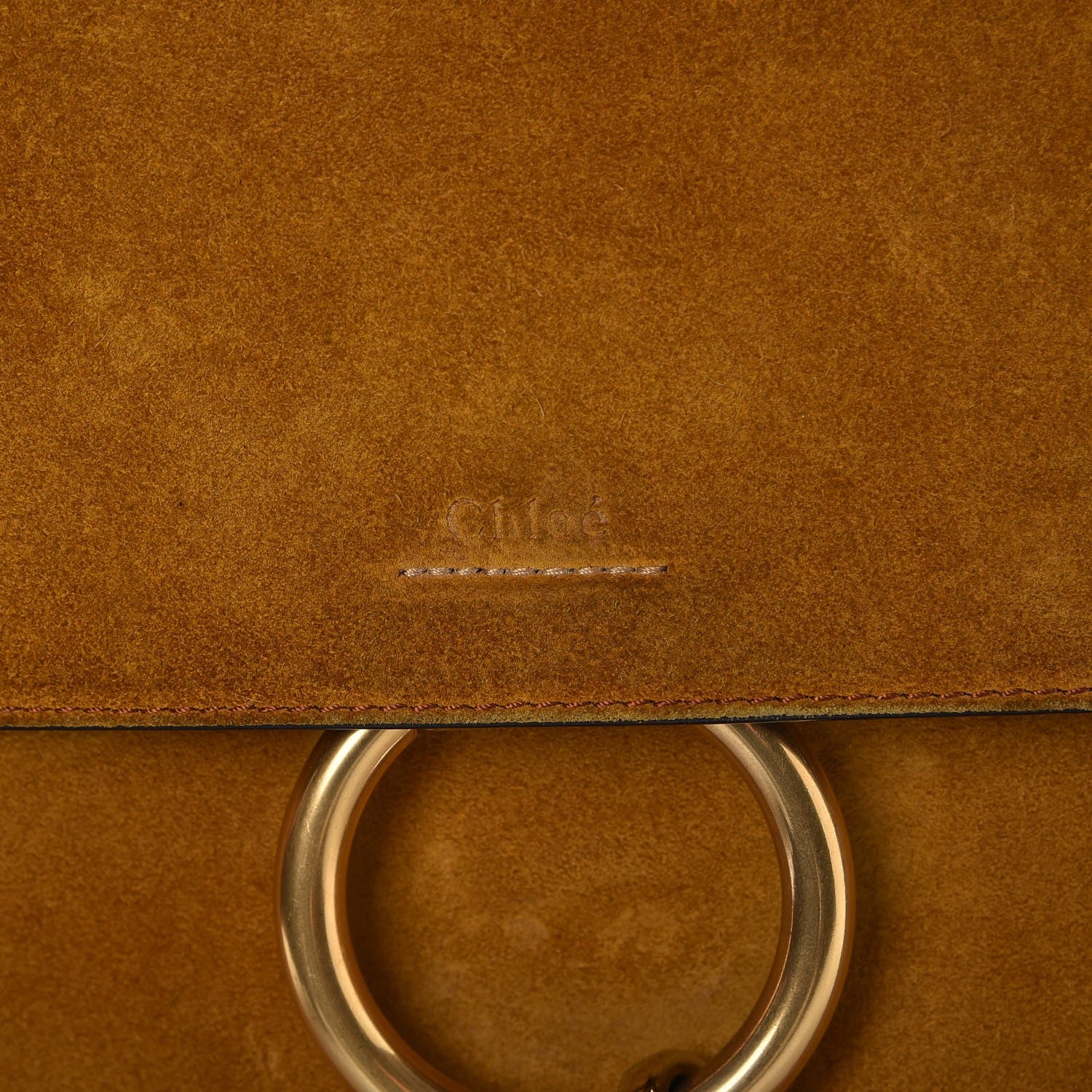 Chloe Suede Calfskin Patchwork Medium Faye Shoulder Bag Tobacco 8 of 10