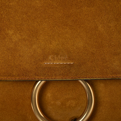Chloe Suede Calfskin Patchwork Medium Faye Shoulder Bag Tobacco 8 of 10