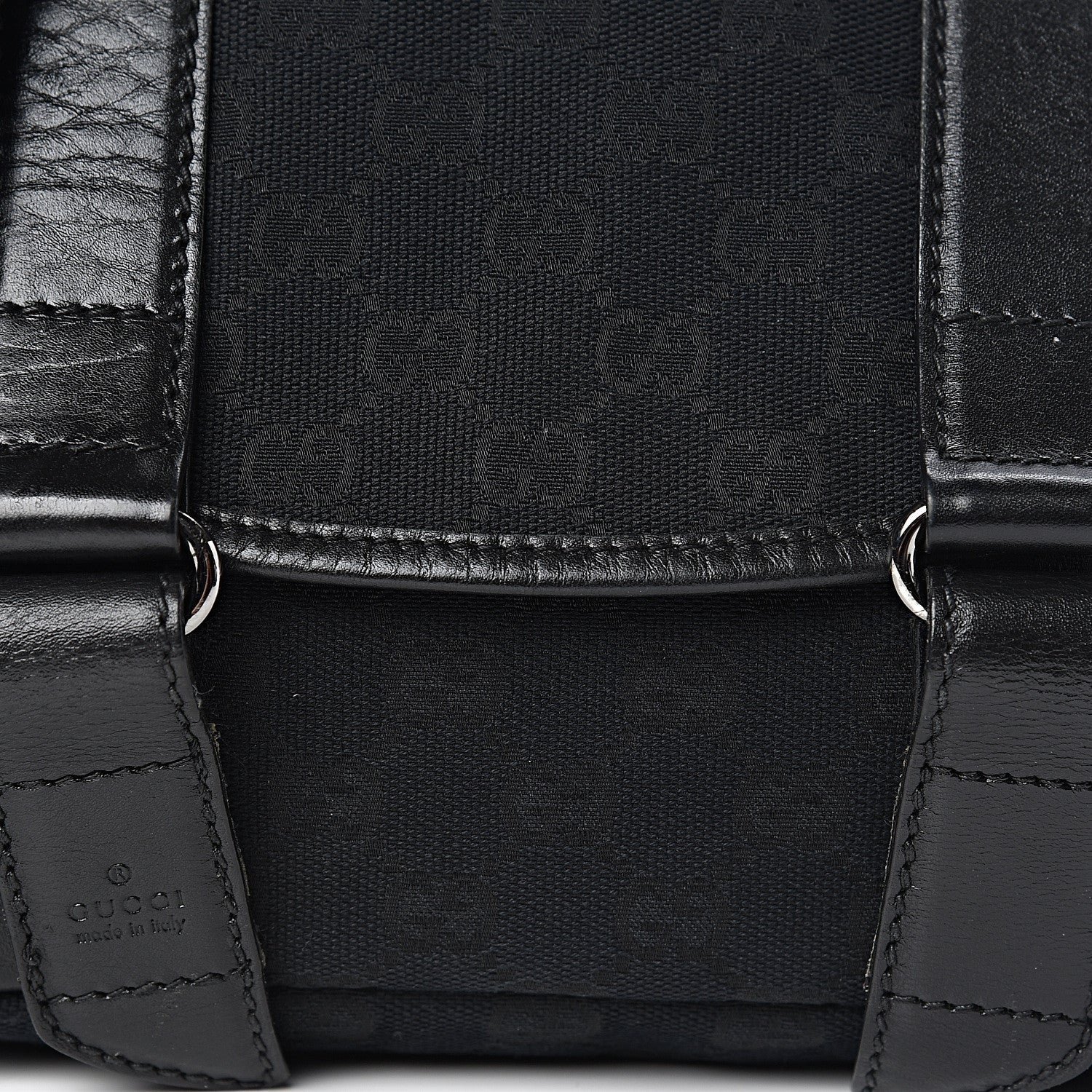 Gucci Monogram Small Double Buckle Flap Messenger Bag Black 19 of 19