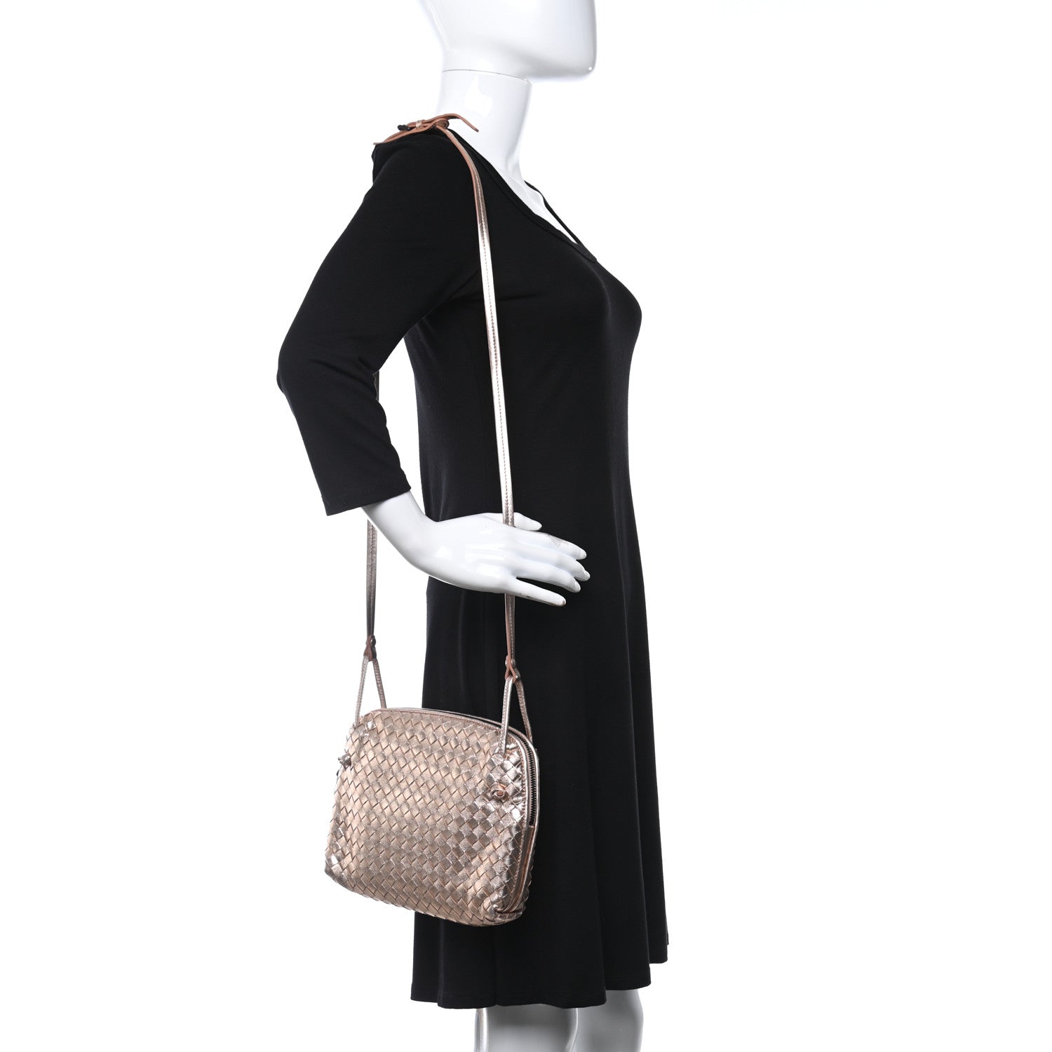 Bottega Veneta Metallic Grosgrain Intrecciato Nodini Crossbody Messenger Copper 2 of 9