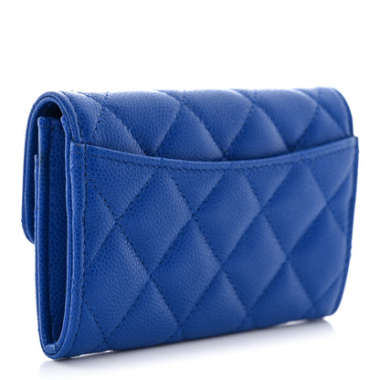 Chanel Caviar Quilted Flap Card Holder Wallet Blue 3 of 9