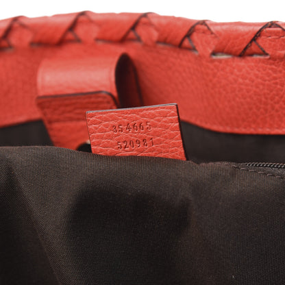 Gucci Pebbled Calfskin Bamboo Tassel Tote Red 7 of 12