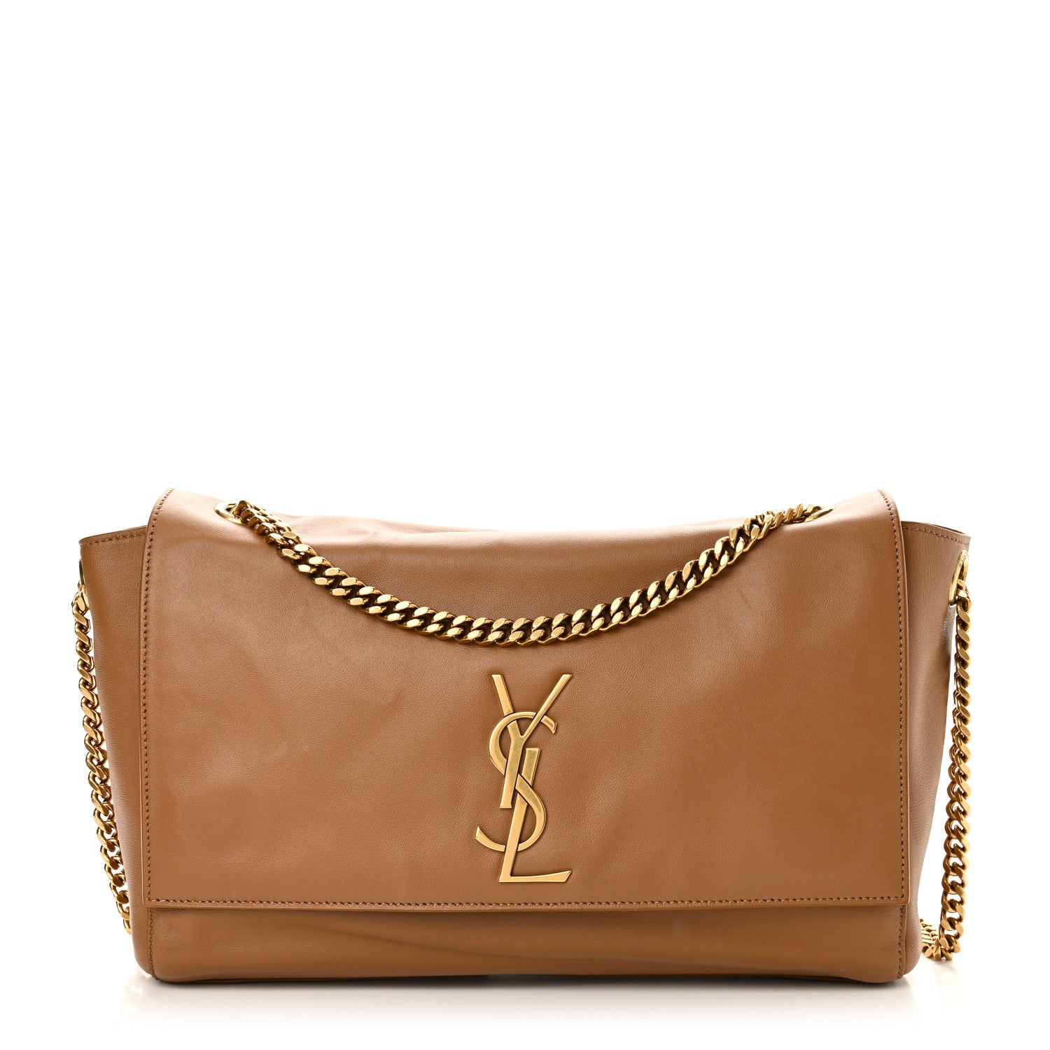Saint Laurent Smooth Calfskin Suede Medium Reversible Monogram Kate Satchel Light Ochre 2 of 14