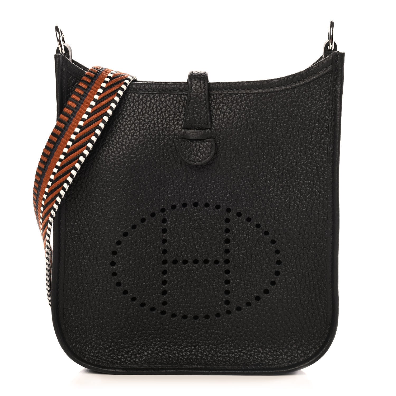 Hermes Taurillon Clemence Amazone Sangle Cavale Evelyne TPM Black Noisette 1 of 10