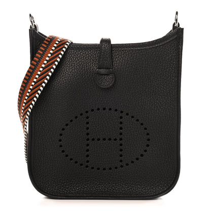 Hermes Taurillon Clemence Amazone Sangle Cavale Evelyne TPM Black Noisette 1 of 10