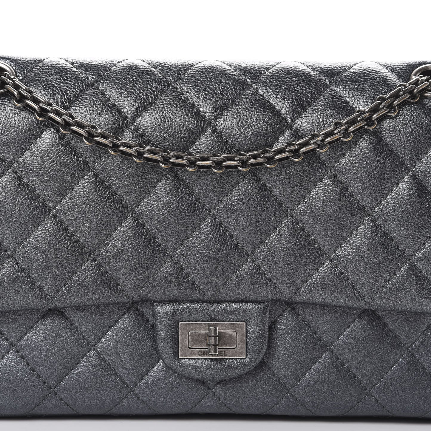 Metallic Sheepskin Quilted 2.55 Reissue 226 Flap Dark Silver