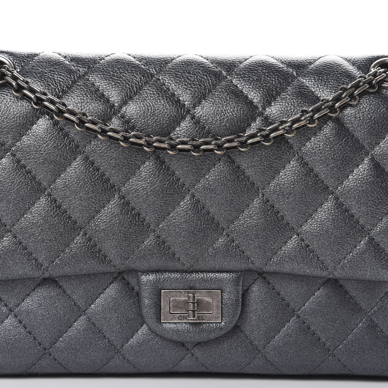 Chanel Metallic Sheepskin Quilted 2.55 Reissue 226 Flap Dark Silver 12 of 13