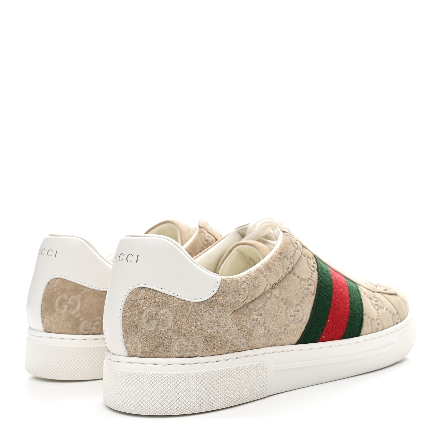 Gucci GG Suede Monogram Web Mens Sneakers 9 Oatmeal Mystic White 5 of 10