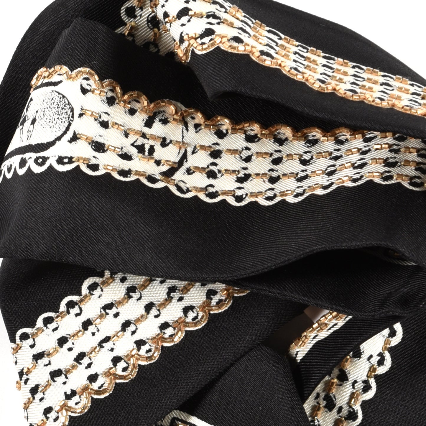 Silk Embroidered Bead Le Tresor De Medor Twilly Black