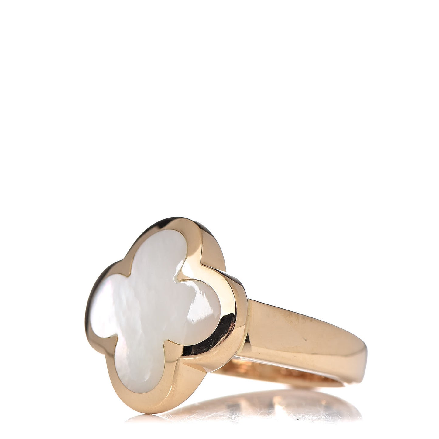 18K Yellow Gold Mother of Pearl Pure Alhambra Ring 50 5.25