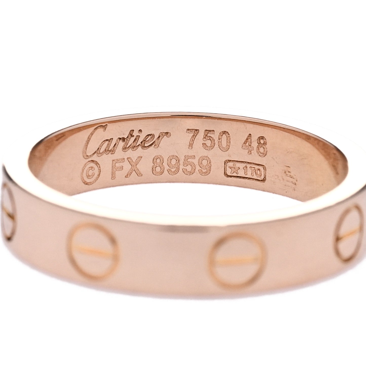 18K Pink Gold 3.5mm LOVE Wedding Band Ring 48 4.5