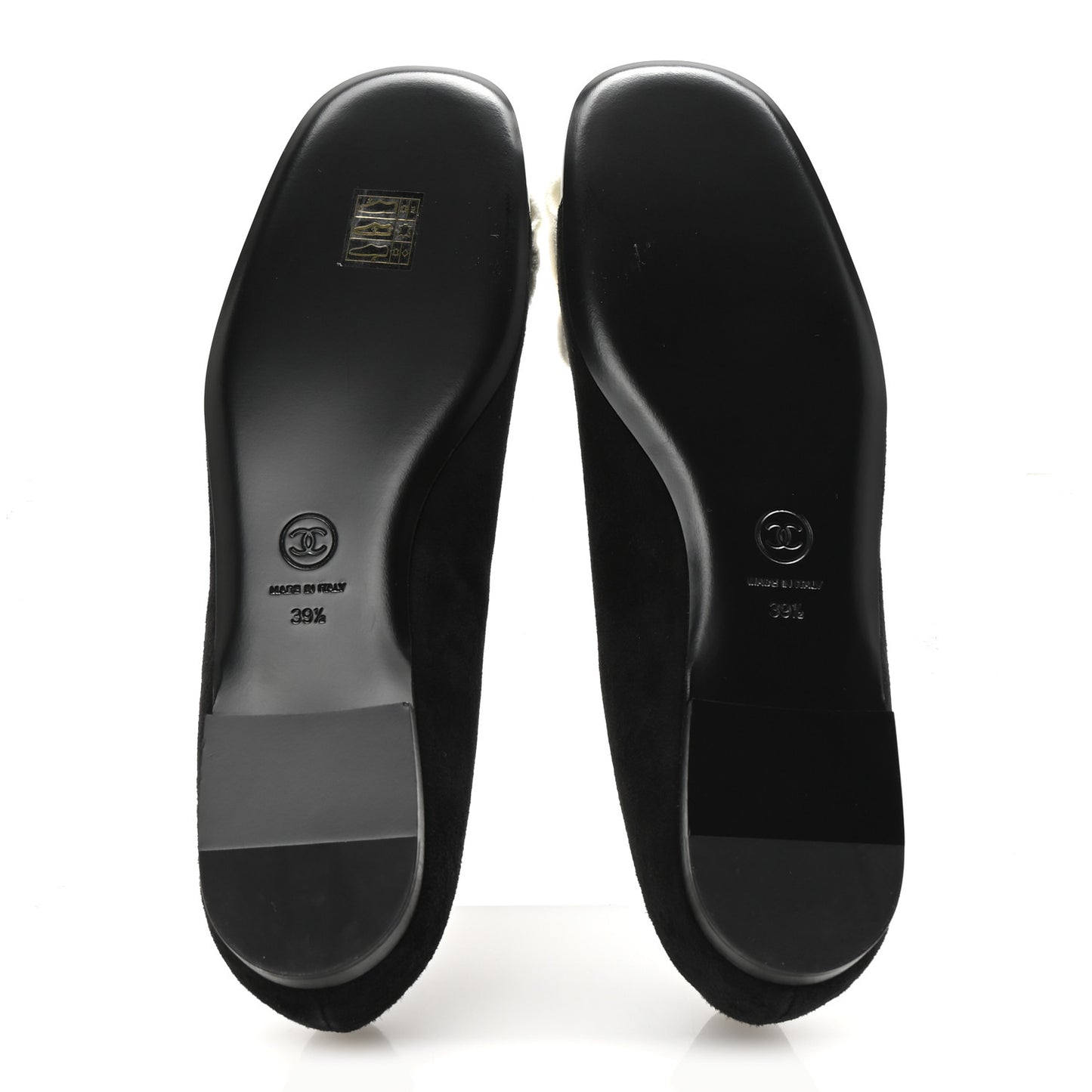 Suede Patent Cap Toe Camellia Ballerina Flats 39.5 Black White