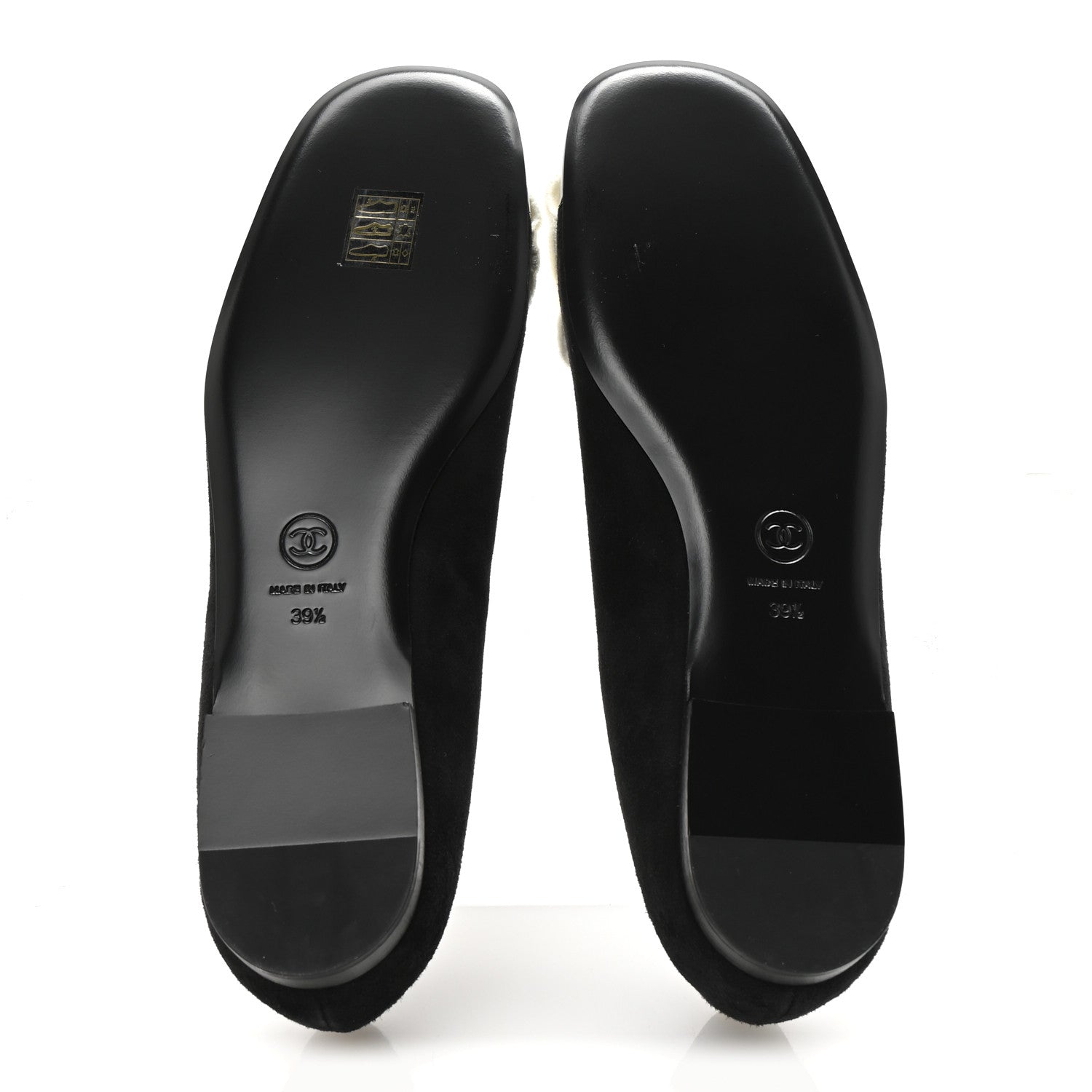 Chanel Suede Patent Cap Toe Camellia Ballerina Flats 39.5 Black White 6 of 10