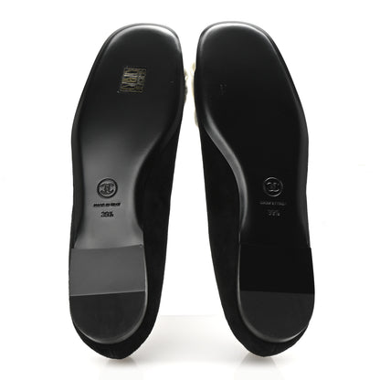 Chanel Suede Patent Cap Toe Camellia Ballerina Flats 39.5 Black White 6 of 10