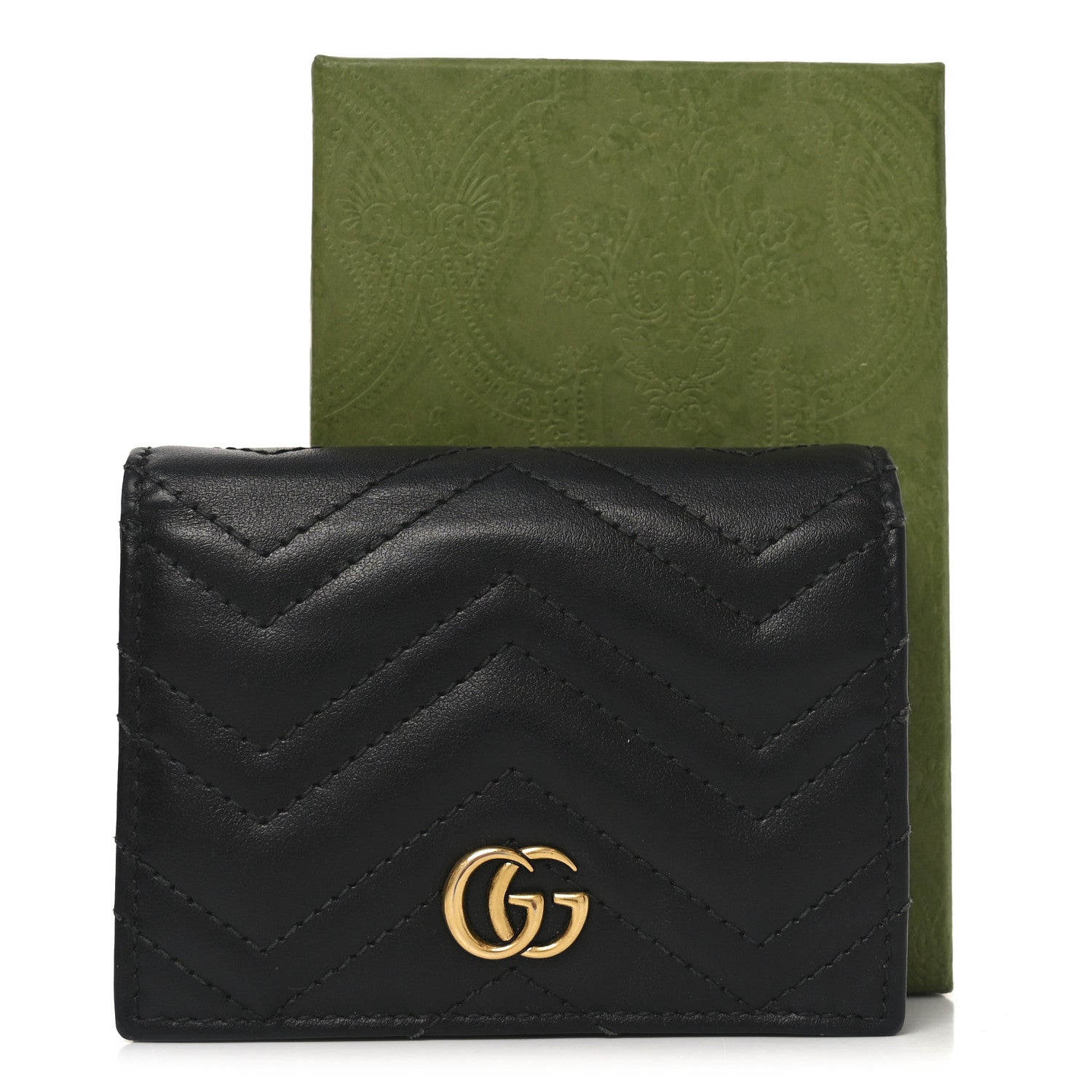 Gucci Calfskin Matelasse GG Marmont Card Case Wallet Black 8 of 8