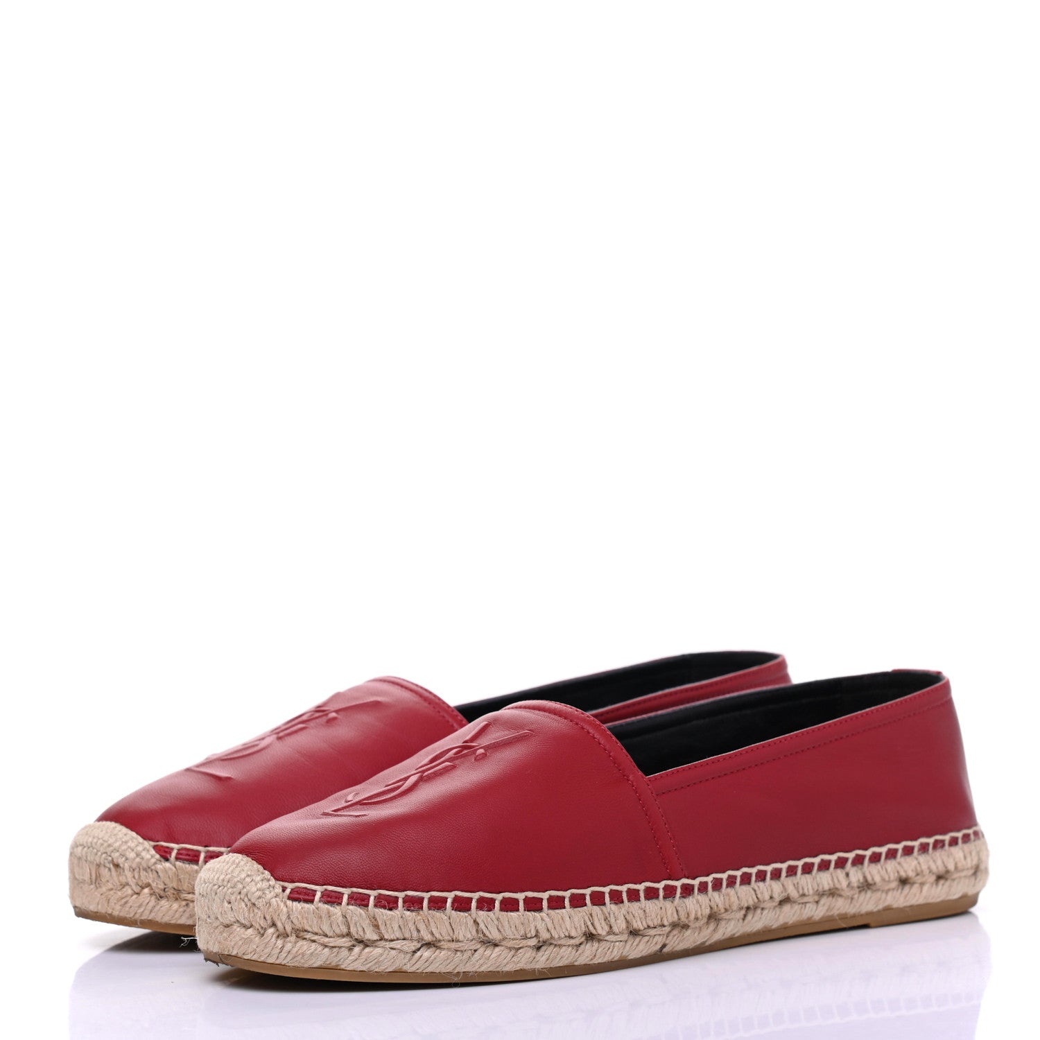 Saint Laurent Lambskin Monogram Espadrilles 38.5 Red 3 of 16