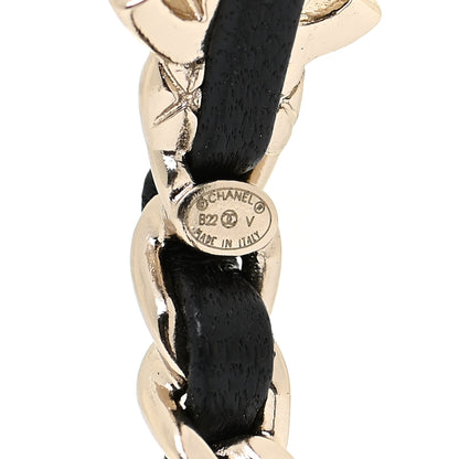 Chanel Metal Lambskin Quilted CC Turnlock Chain Hoop Earrings Gold Black 4 of 5