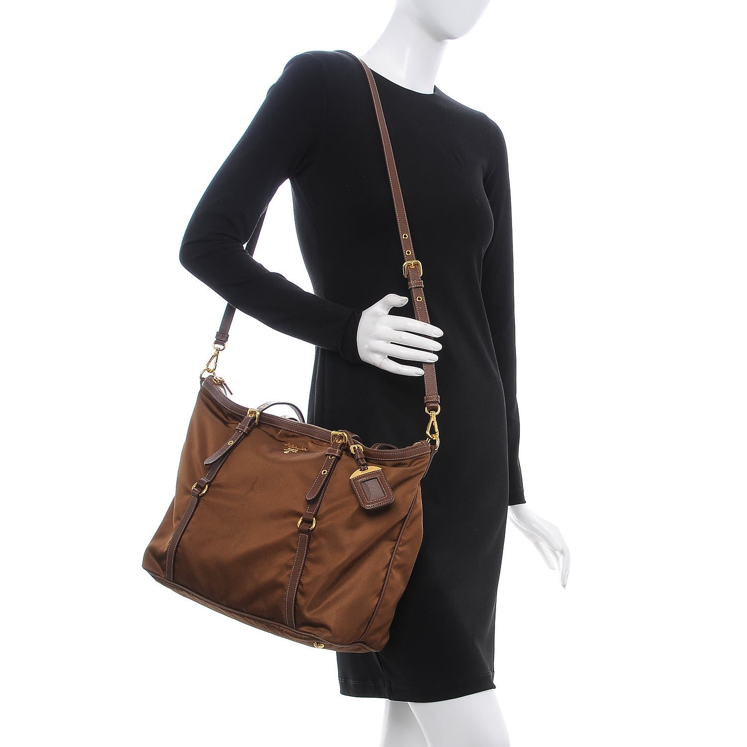 Prada Nylon Tessuto Saffiano Tote Corinto 2 of 8