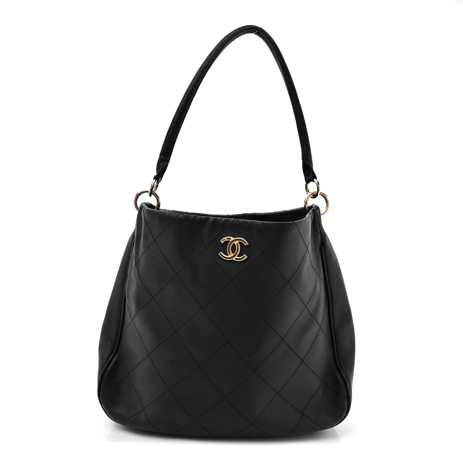 Chanel Calfskin Stitched Hobo Black 1 of 13