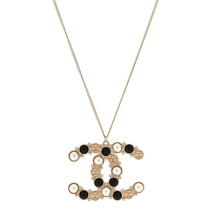 Chanel Crystal Pearl CC Chain Necklace Gold Black 1 of 5
