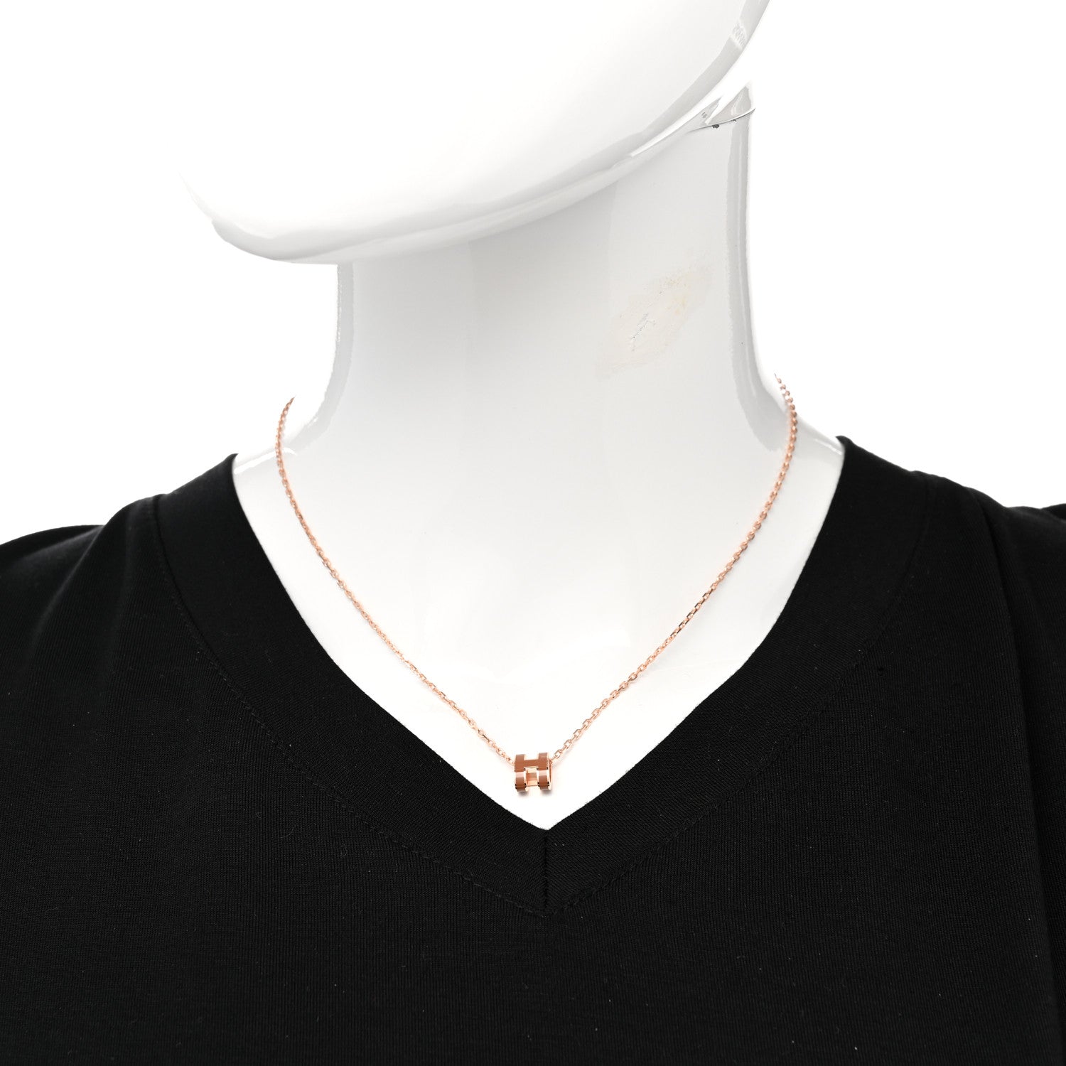 Hermes Lacquered Rose Gold Mini Pop H Pendant Necklace New Gold 2 of 8