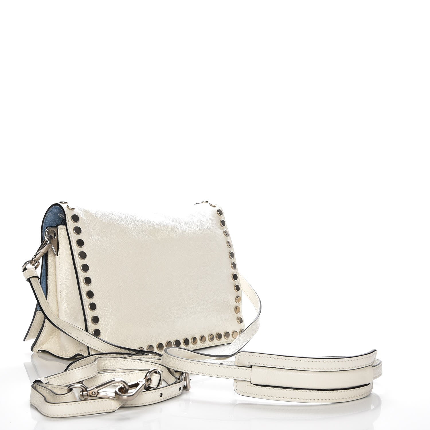Prada Glace Calf Studded Etiquette Flap Bianco Astra 3 of 10