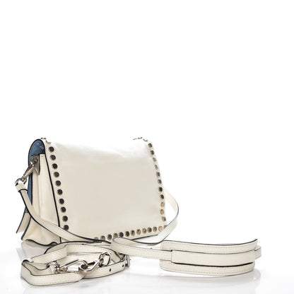 Prada Glace Calf Studded Etiquette Flap Bianco Astra 3 of 10