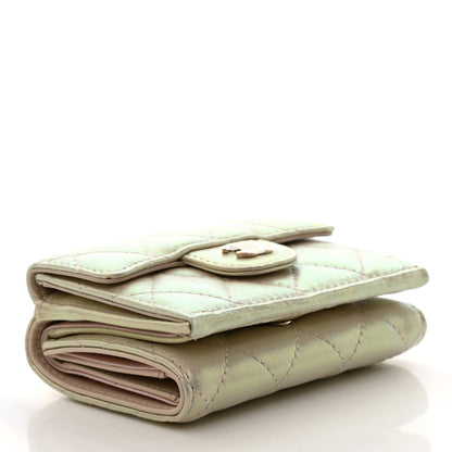 Chanel Iridescent Lambskin Quilted Double Flap Wallet Ivory 4 of 9