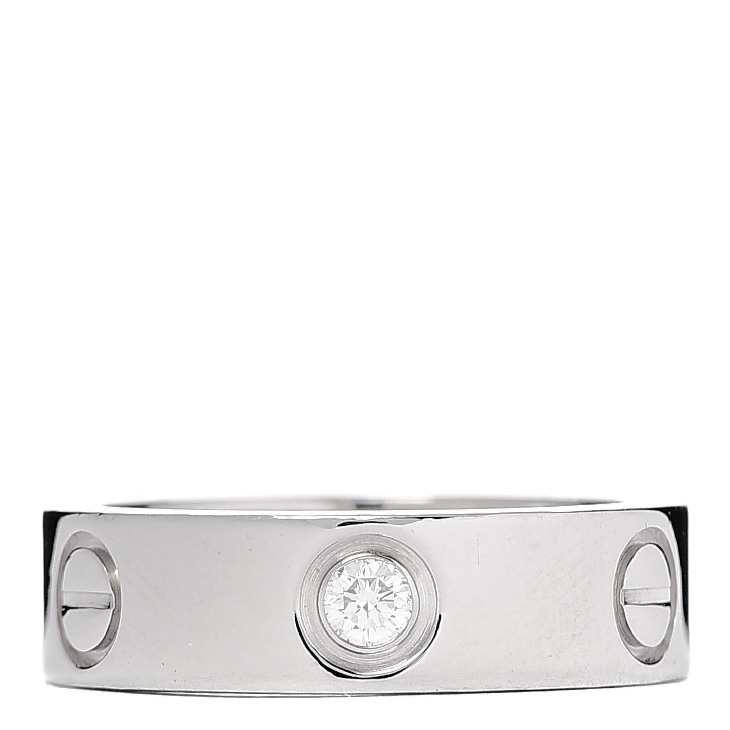 18K White Gold 3 Diamond 5.5mm LOVE Ring 51 5.75