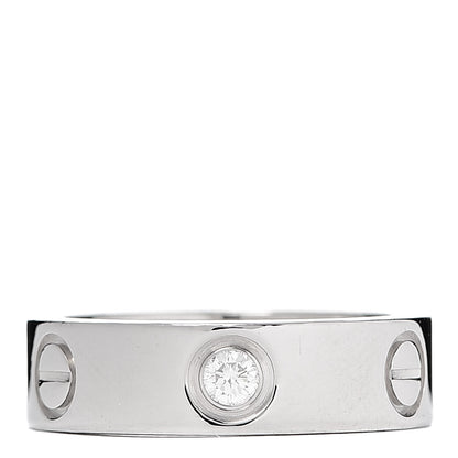 Cartier 18K White Gold 3 Diamond 5.5mm LOVE Ring 51 5.75 3 of 5
