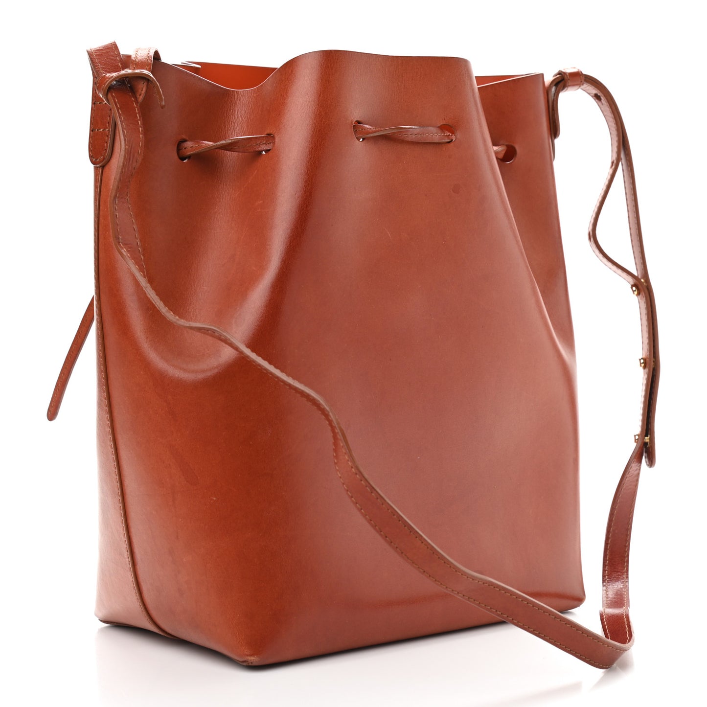 Vegetable Tanned Calfskin Mini Bucket Bag Camello