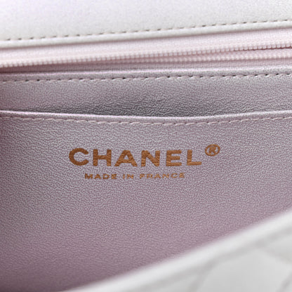 Chanel Iridescent Lambskin Quilted Mini Top Handle Rectangular Flap White 6 of 9