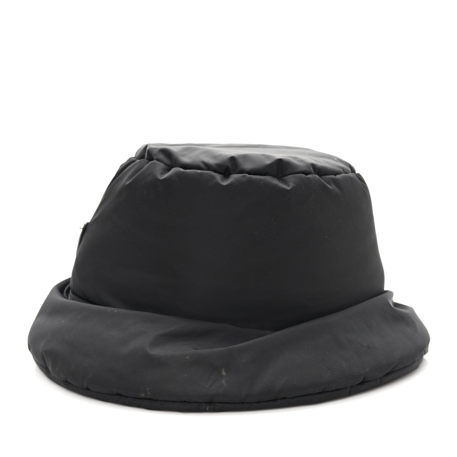 Prada Re-Nylon Metal Triangle Logo Padded Bucket Hat M Black