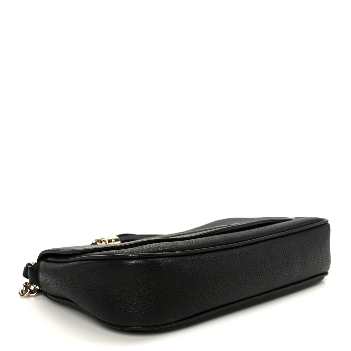 Pebbled Calfskin Medium Soho Flap Crossbody Black
