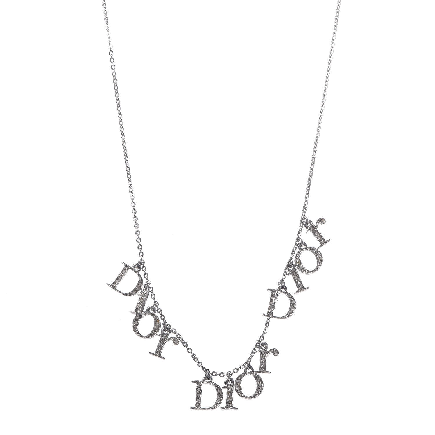 Christian Dior Metal Logo Necklace Silver 1 of 10