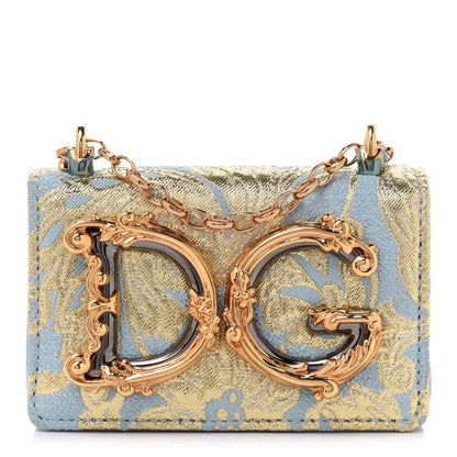 Dolce & Gabbana Brocade Micro DG Girls Shoulder Bag Light Blue 1 of 9