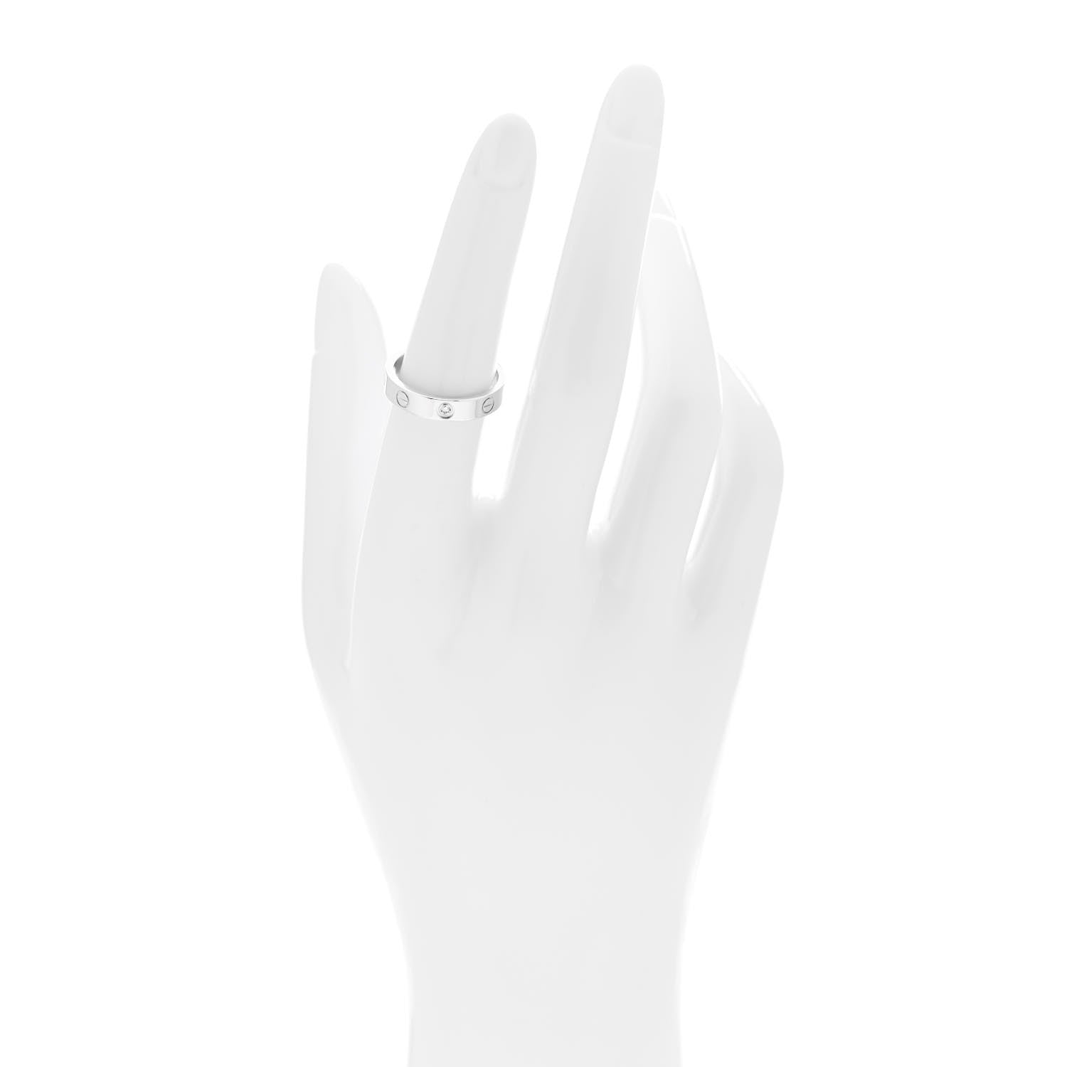 Cartier 18K White Gold Diamond 4mm LOVE Wedding Band Ring 53 6.5 2 of 5