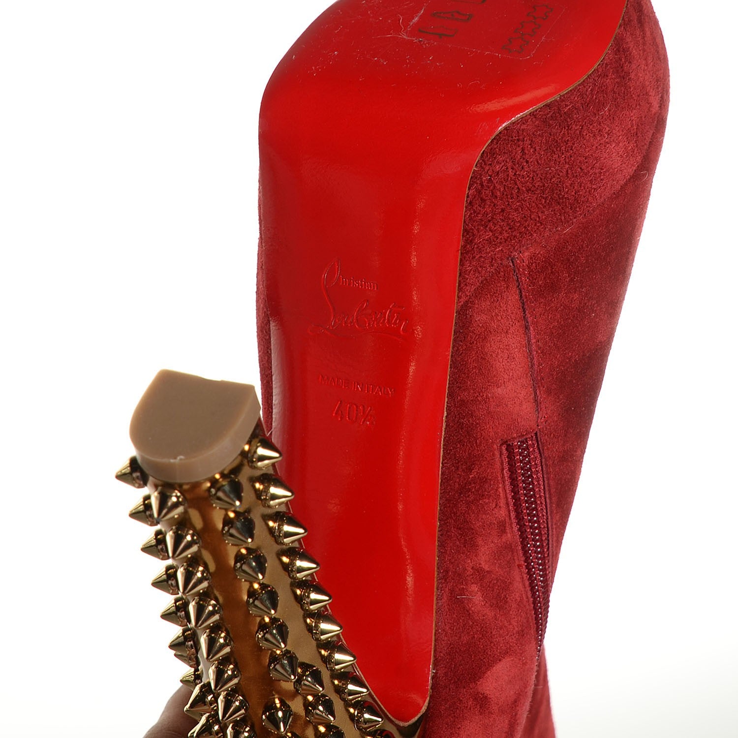 Christian Louboutin Suede Taclou Booty 140 Ankle Boots 40.5 Red 7 of 7