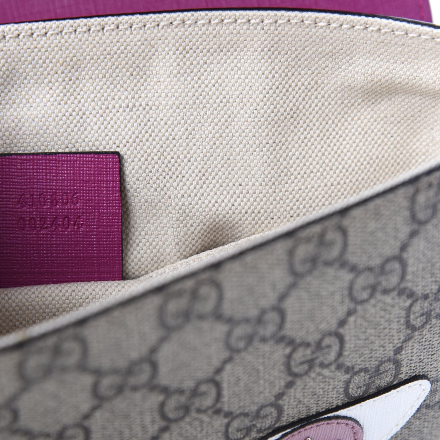 Gucci GG Supreme Monogram Childrens Animal Face Messenger Bag Beige Ebony 8 of 9